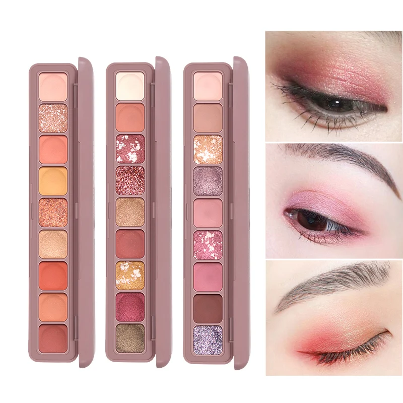 Палитра матовых мерцающих теней для век 9 цветов водостойкие Металлические