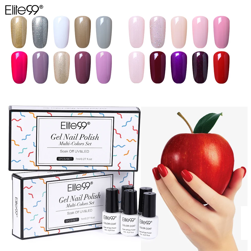 Elite99 7 мл набор гель для ногтей 5 шт. классический чистый Цветной Гель лак с
