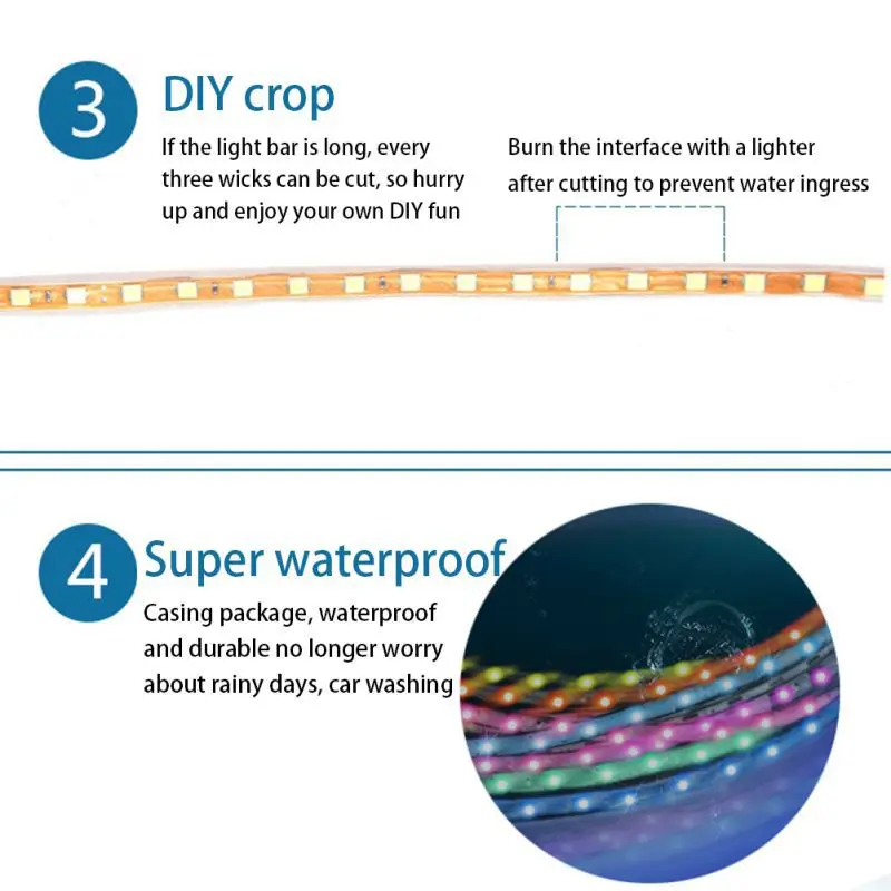 

90cm LED Strip Light Bar Lamp For Car Motorcycle Electric Scooter Skateboard Night Light New Arrival 1pc