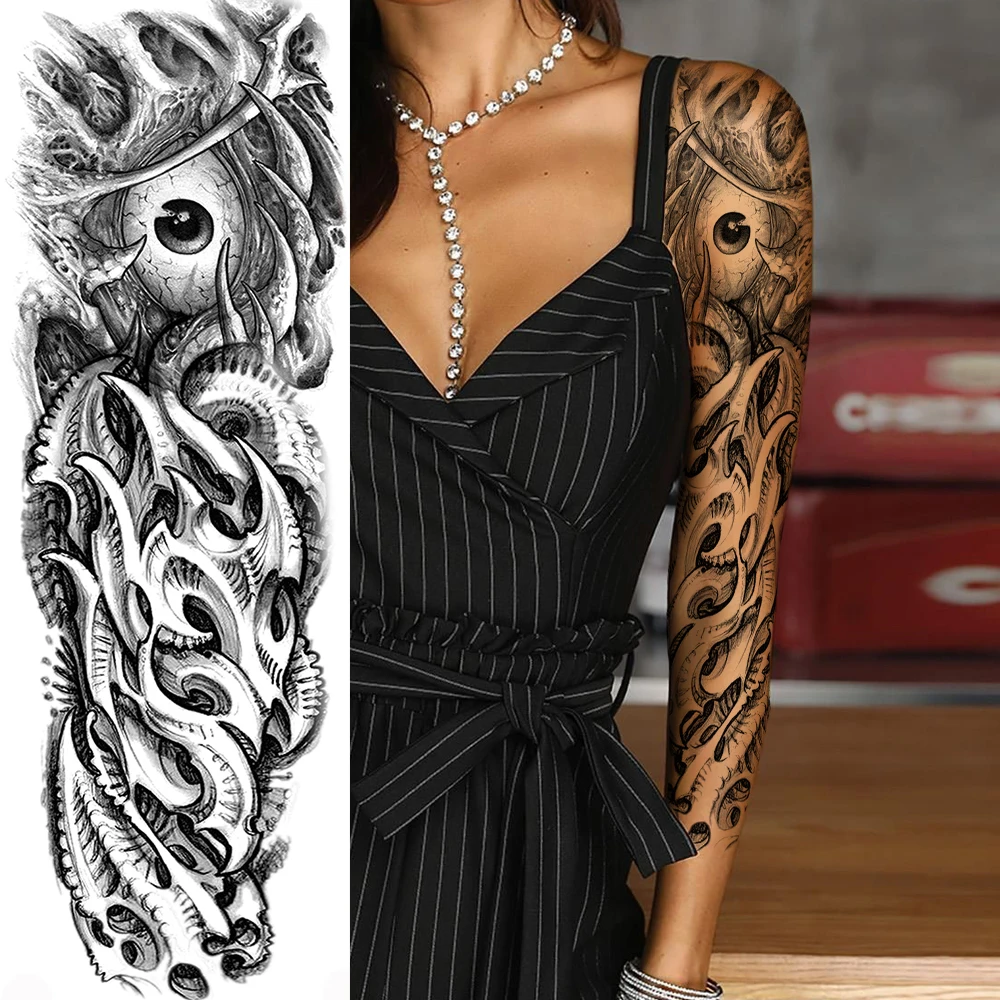 Временная татуировка с черепом смерти длинным рукавом для мужчин и женщин