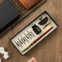 vintage dip pen set calligraphy luxury gift box fountain pen ink bottle 10 nibs gift box writing supplies calligraphy gift