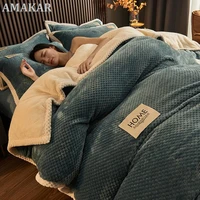 winter warm plush bedding duvet cover thick comfortable coral velvet blanket quilt cover dual purpose king size home textile