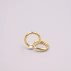 Настоящее чистое из 18-ти кратного желтого золота серьги Глянцевая круглые серьги-кольца маленькие серьги около 0,8g для женщин Lucky подарок