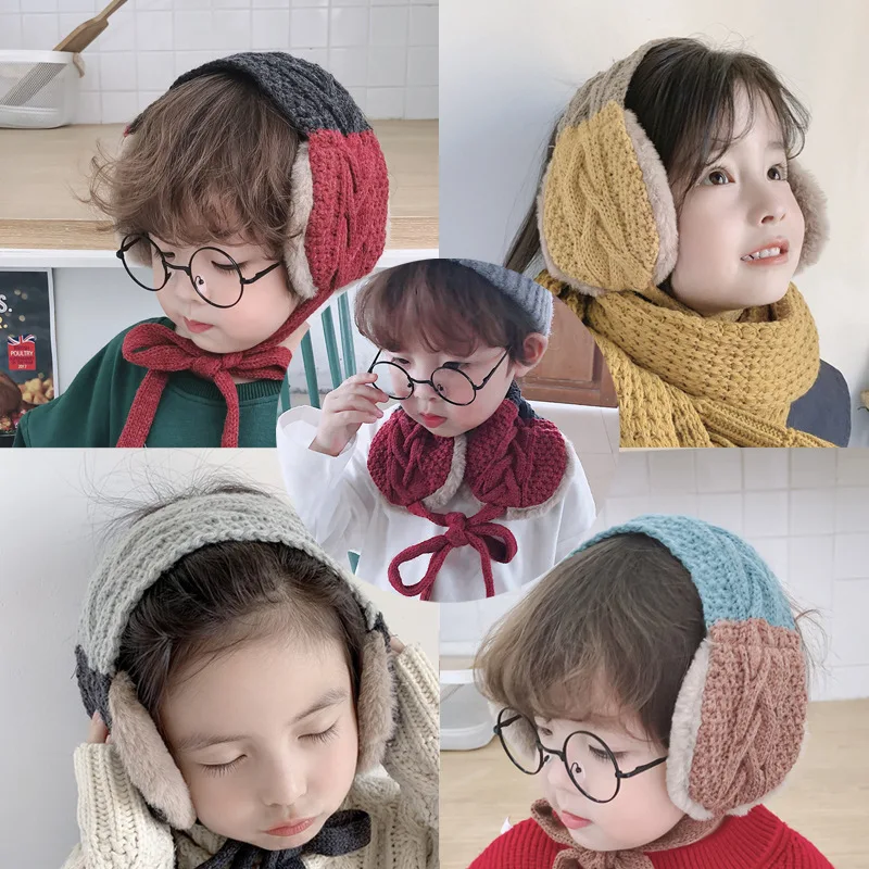 

NEW Winter Knitting Earmuffs for Kid Warm and Anti-Freeze Various Color Movable Ear Cover Unisex