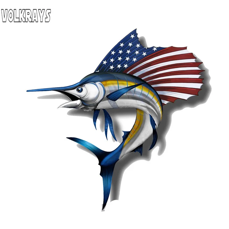 Volkrays креативные автомобильные стикеры USA America Marlin Fish аксессуары отражающая