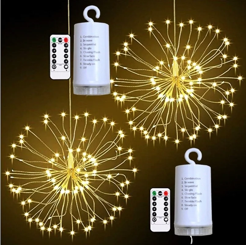 

Dandelion Firework Light Battery Suspended Starburst Light Remote Control Waterproof Chandelier Outdoor Garden Christmas Light