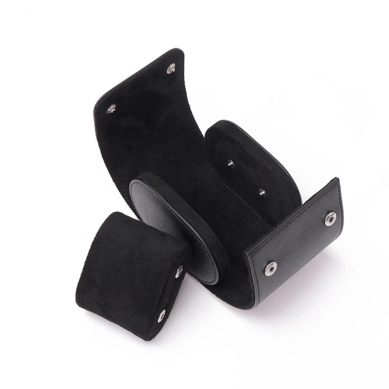 Черная натуральная кожа часы ролл одной путешествия чехол B36D|Коробочки для