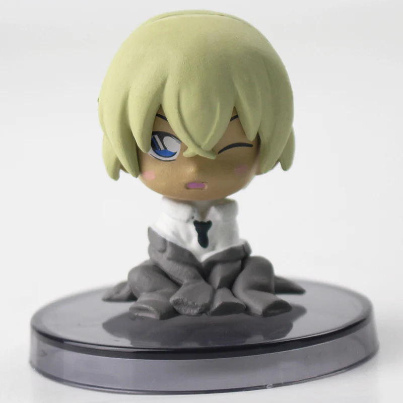 

4-5cm 5pcs/lot Conan Anita Hailey Vi Graythorn Sherry Mouri Ran Hattori Heiji Gin PVC Action Figure Model Toy with base for gift