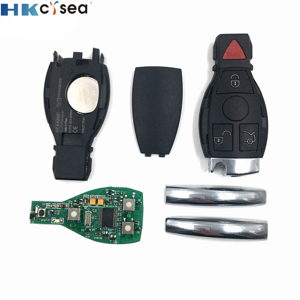 HKCYSEA 3 3+ 1 кнопка тревоги умный дистанционный Автомобильный ключ NEC BGA 315/433 МГц для Mercedes Benz MB с держателем батареи и металлическим лезвием