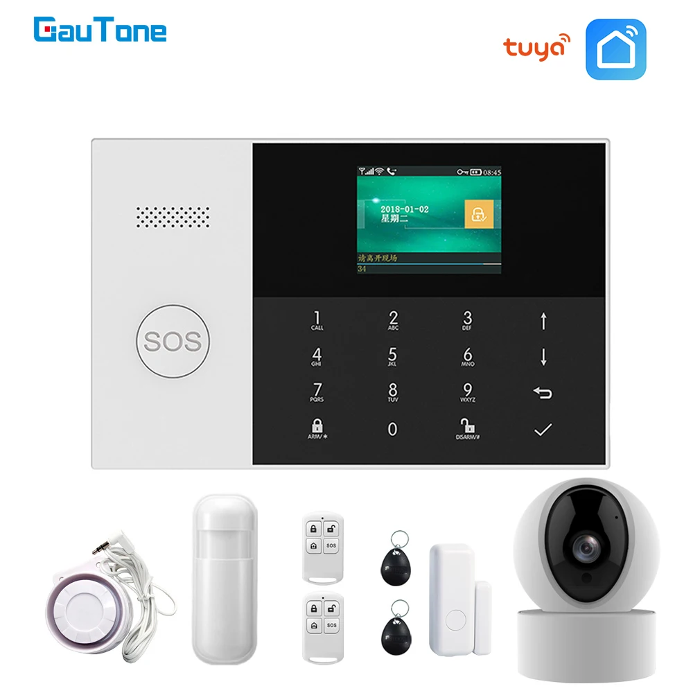Система сигнализации для дома GauTone PG-105 WIFI GSM с Smart Kits RFID PIR Motion Detector на частоте 433 МГц с IP-камерой и управлением через приложение.