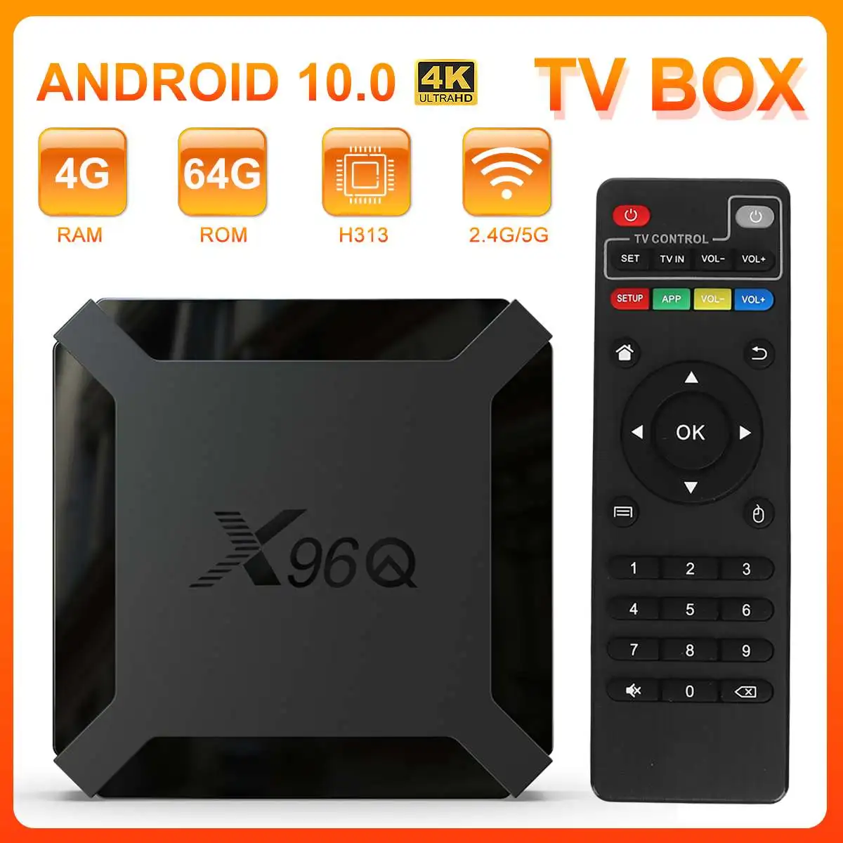 

Приставка Смарт-ТВ x96q, Android 10,0, 4 ядра, 4 + 64 ГБ