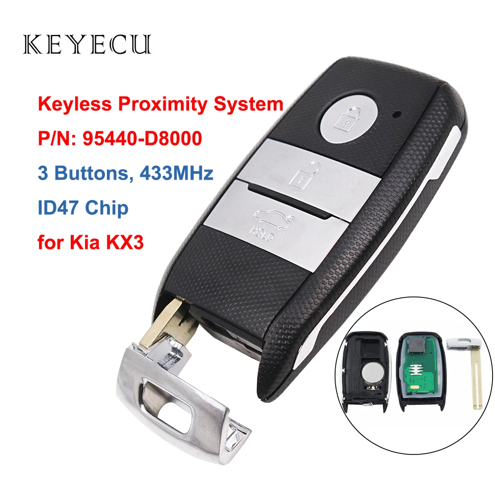 

Keyecu Genuine Smart Remote Car Key Fob 433MHz ID47 for Kia KX3 2015-2017 P/N: 95440-D8000 (with keyless proximity system)