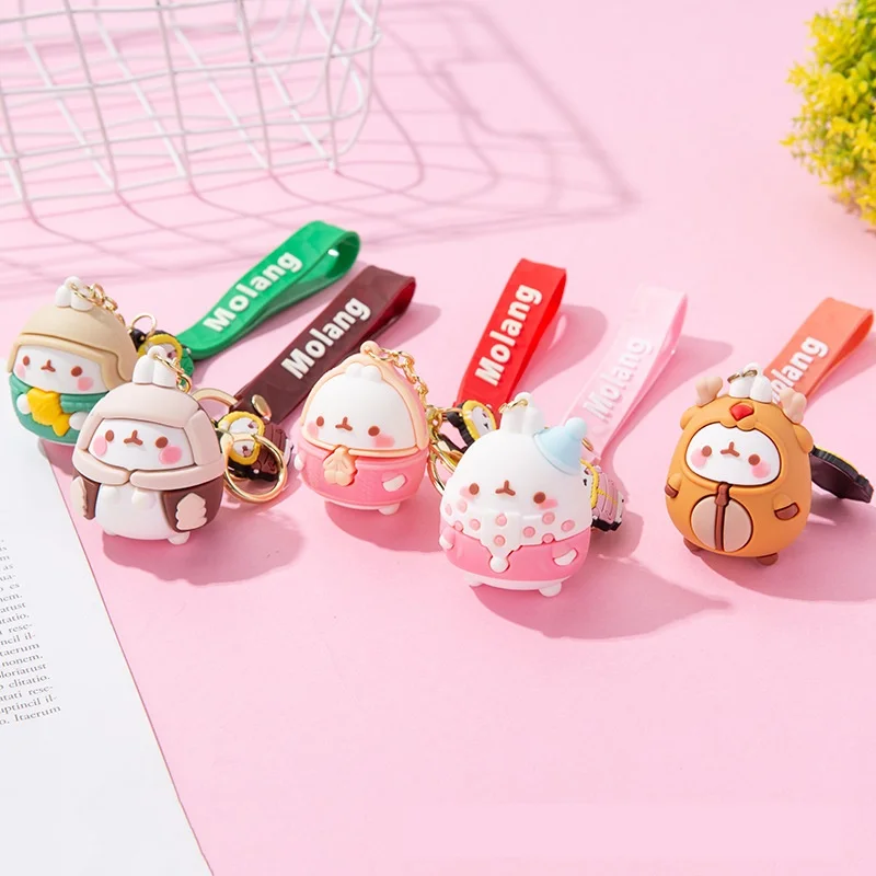 

Creative Cartoon Key Chain Cute Fat Rascal Rabbit PVC Silicone Pendant Car Bag Pendant Small Gifts Keyring Girl Keychains