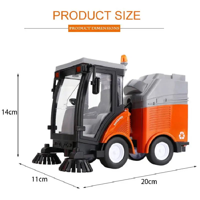 

1: 16 large inertial sanitation lift truck simulation sweeper child sound and light Toy road sweeper