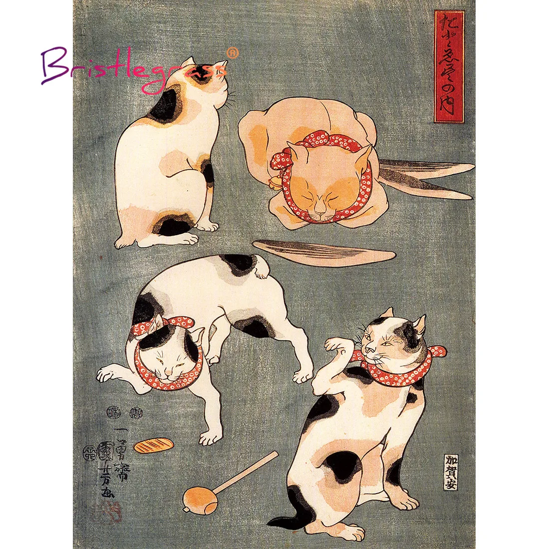 

BRISTLEGRASS Wooden Jigsaw Puzzles 500 1000 Pieces Cat Japanese Ukiyoe Utagawa Kuniyoshi Educational Toy Painting Art Home Decor