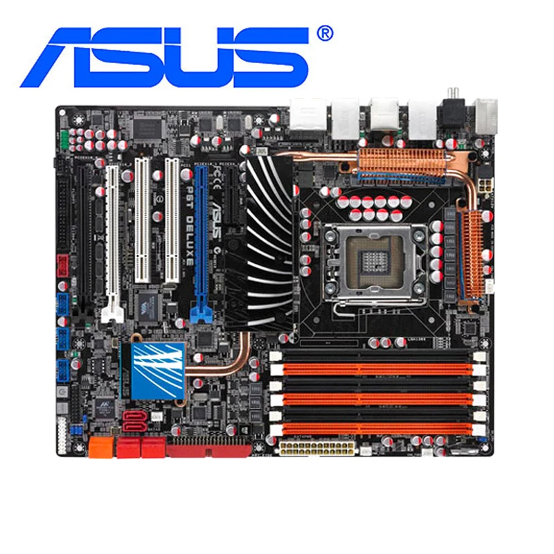 LGA 1366 для ASUS P6T Deluxe Материнские платы DDR3 24 ГБ Intel X58 настольная материнская плата PCI E