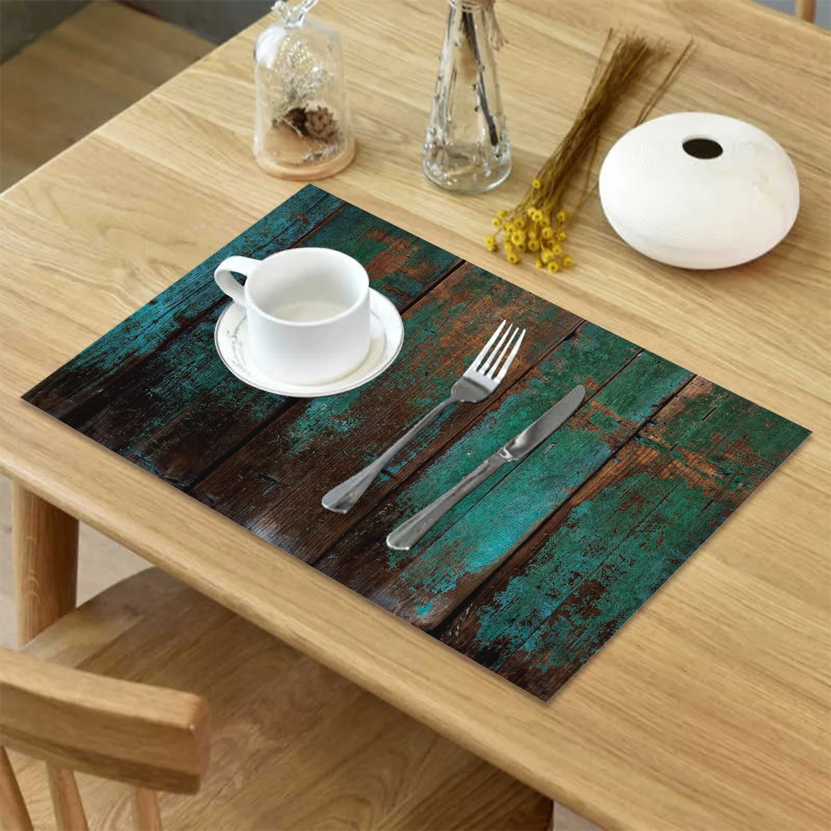 4 6 штук в партии комплект Коврики на стол Винтаж текстура древесины с Столовая