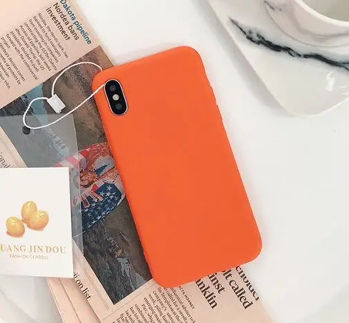 orange Wixcen матовый свежий Оранжевый Мягкий силиконовый чехол для телефона для Iphone 7 7plus 6s 8 Xs Max XR противоударный розовый однотонный конфетный, TPU чехол - Цвет: orange