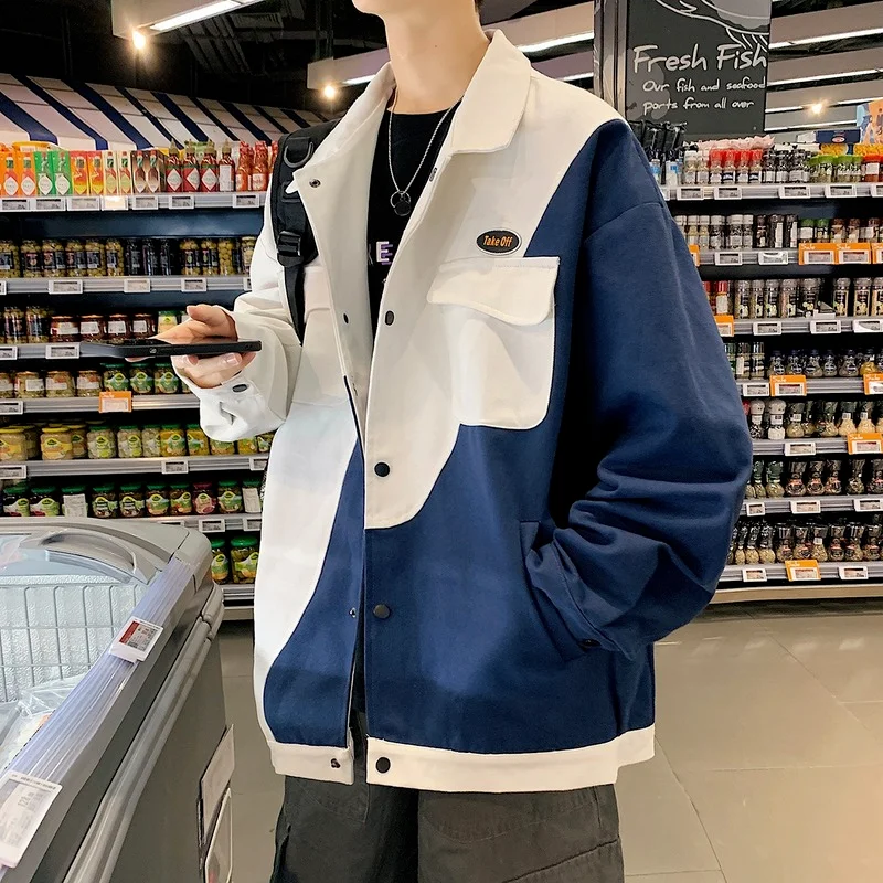 

Handsome Men's Tooling Jacket Spring Autumn Models Ins Casual Jacket Student Tide Brand Loose Retro Top