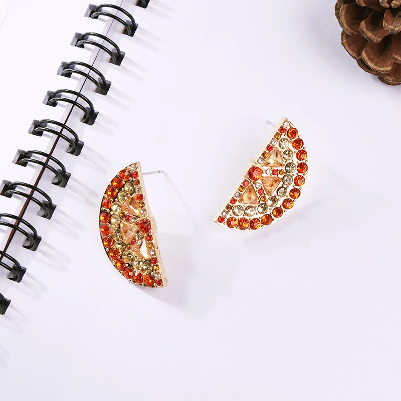 Lalynnlys Cute Cherry Watermelon Pineapple Drop Earrings New Fashion Rhinestone Fruit Dangle Earrings Ear Accessories Hot E60491