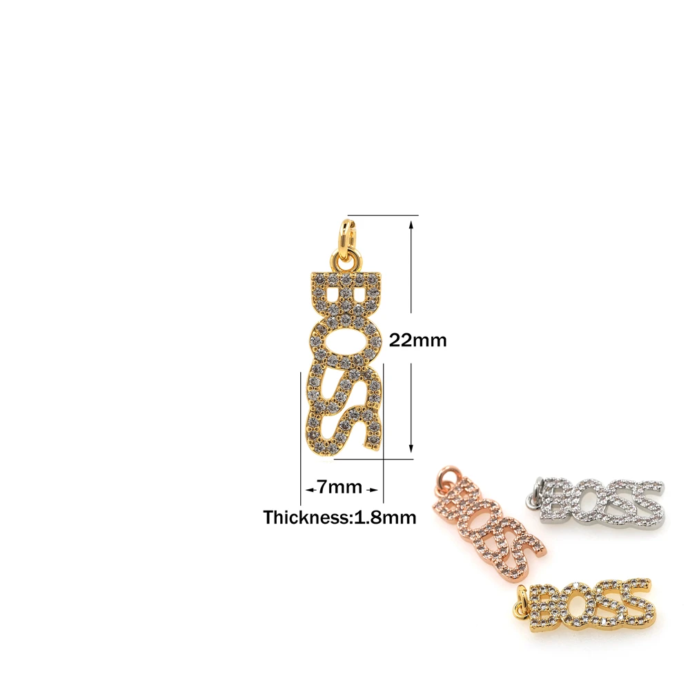 Gold Filled Letter Boss Pendant Jewelry Stainless Steel Rhinestone Gold Men’s Jewelry Direct Sales Jewelry Supply Jewelry Charm