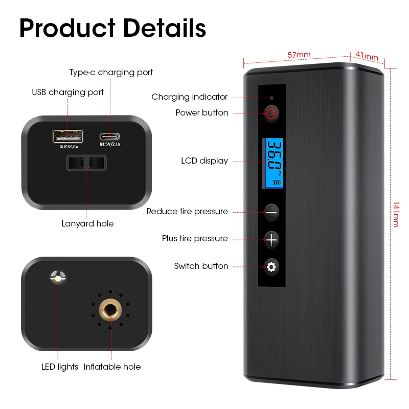 Vtopek автомобиля Портативный воздушный компрессор давление в шинах насосы для