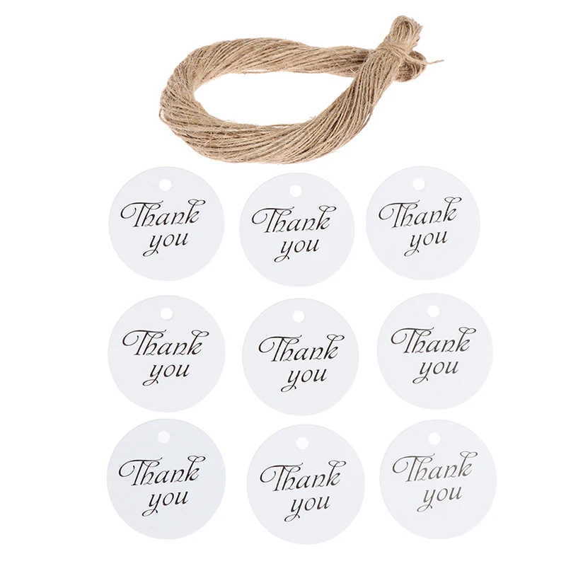 

100Pcs White Gift Tags Thank You Paper Tags For Wedding Decoration Baby Shower Christmas Label Party Decorations