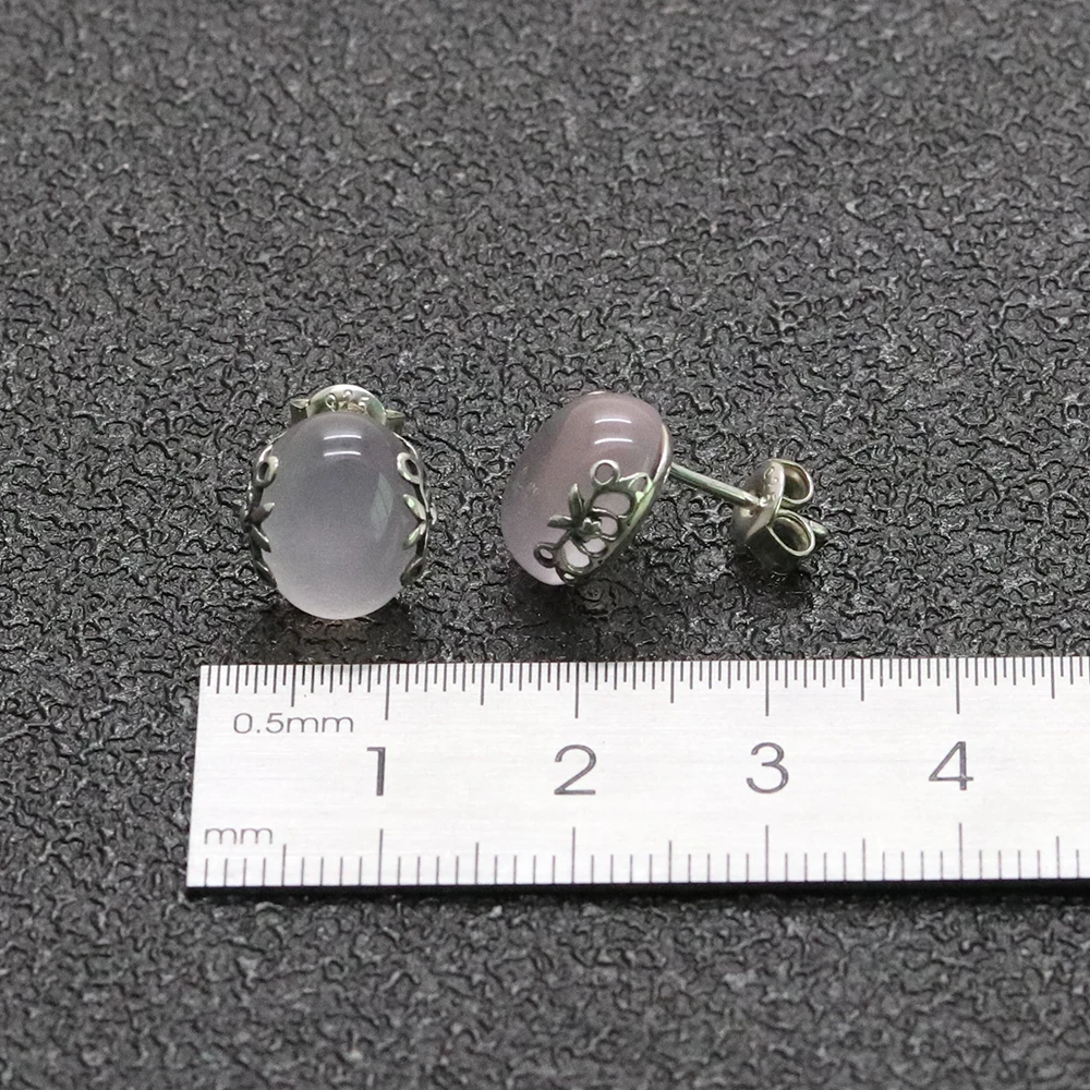 Серьги женские из серебра 925 пробы с натуральным розовым кварцем | Украшения и