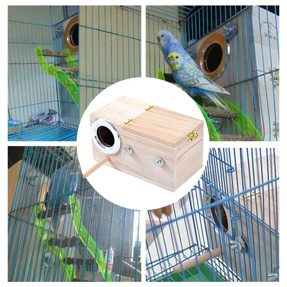 Pet Bird натуральная деревянная коробка для разведения дома Птичье гнездо левое