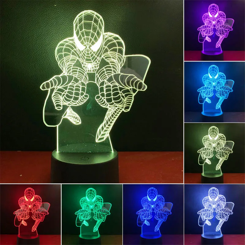 Фигурка героя мультфильма мстители Дисней 3d-светодиодный яркая лампа