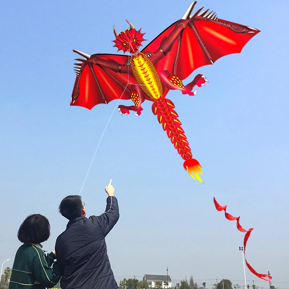 

Family With Tail Flying Kite Sports Park Adult Classical Dragon Fun Cloth For Children Garden Toy Beach Outdoor