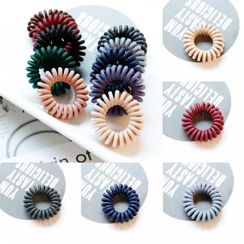 

1PC/2PCS Adjustable Elastic Korean Fashion Telephone Wire Hair Ties Donut Ponytail Hairstyle Gum Dull Polish 10 Colors Gifts