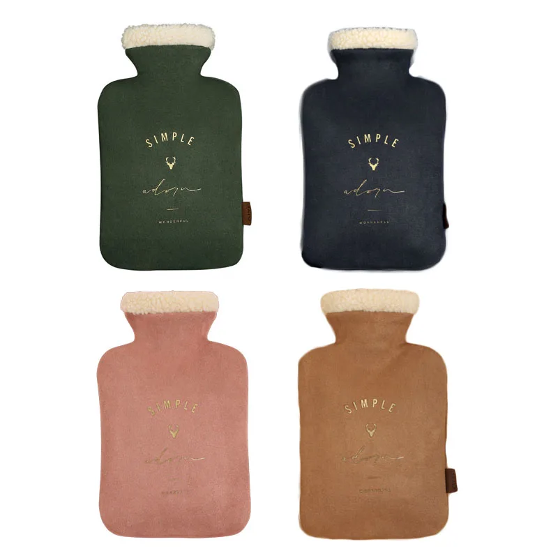 

1000 мл Лось зимние бутылки для горячей воды сумки с толстой ПВХ подкладкой и уютный Пушистый Плюшевый чехол из искусственного меха для рук но...