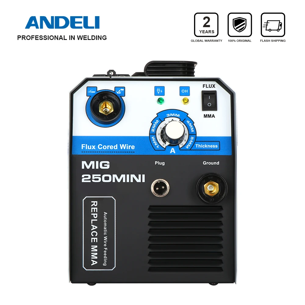 ANDELI 220V MIG 250ME цифровые бытовые синергетический МиГ сварочный аппарат однофазный