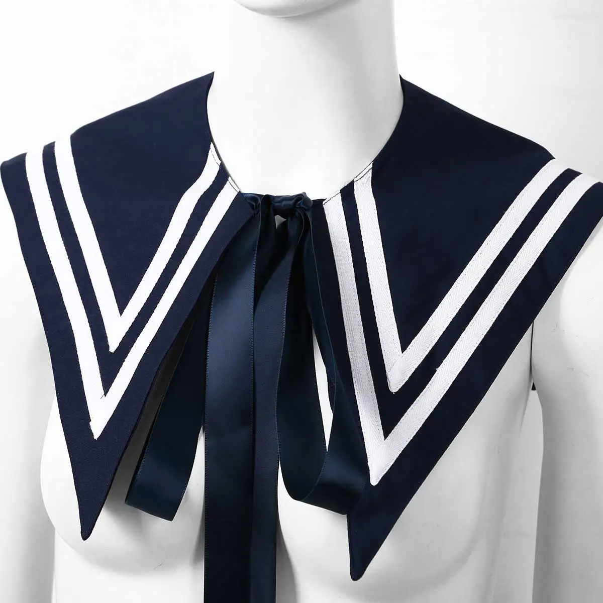 2020 Japanese Style Navy Sailor Collar For Women Bow Lace-up False Fake Cute Clothing Accessories Detachable |