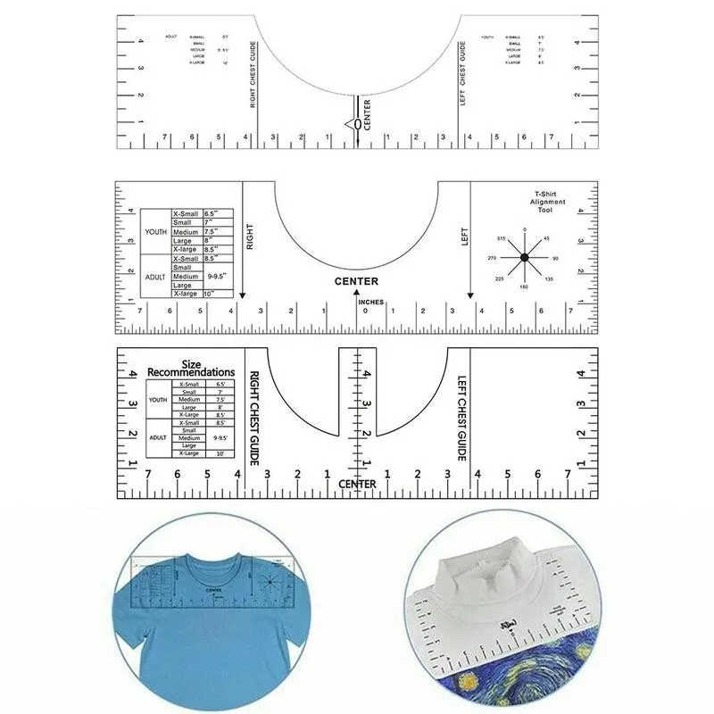 

Alignment Tool DIY T-Shirt Round Neck Ruler Shirt Collar Centering Alignment Tool Clothes Customized Protractor Tailor Sewing