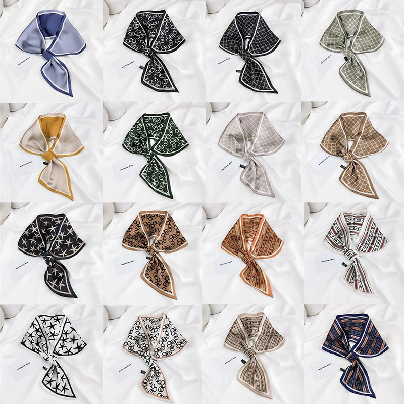 

New Designer Small Silk Scarf Professional Decoration Long Scarf DIY Decorative Ribbons Hair Band Women Head Neck Scarves Wraps
