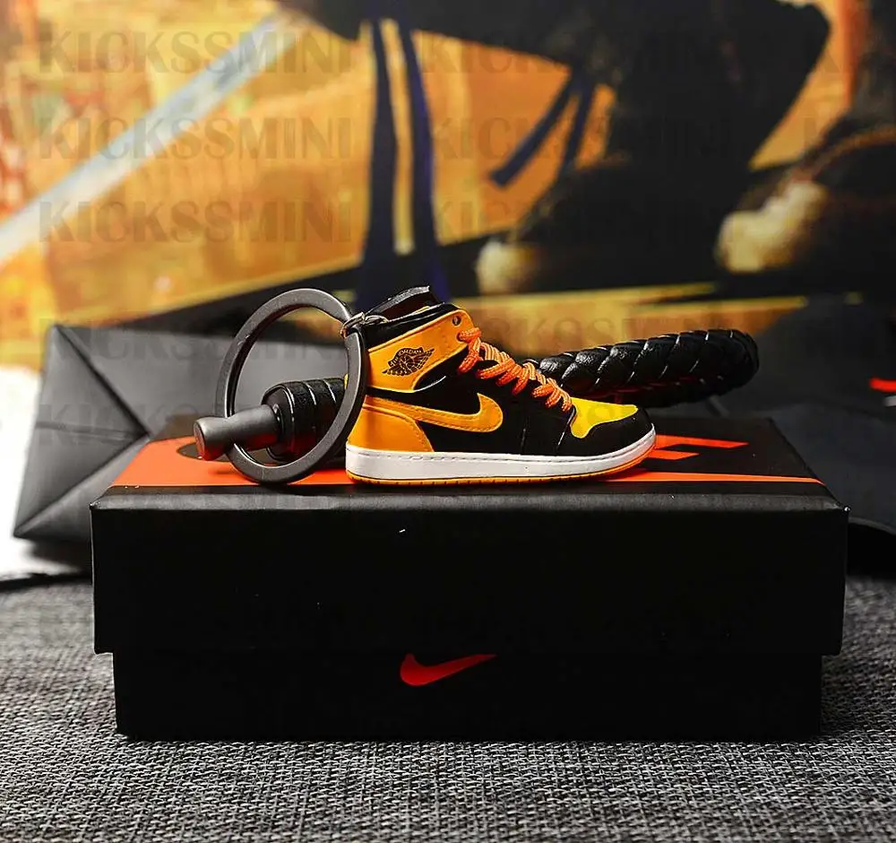 a shoe w rope Персональный DIY Air Jordan " разбитая задняя панель" часть 1 3D кроссовок фигурный брелок сумка коробка Подвеска для пары Кукла аксессуар - Цвет: a shoe w rope