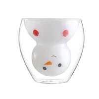 cartoon insulated water cup christmas gift creative double layer high borosilicate glass household minimalist gift mug