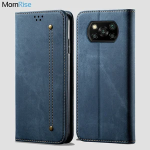 for xiaomi mi poco x3 nfc wallet case magnetic book flip cover for pocophone x3 gt denim leather bags kickstand card holder free global shipping