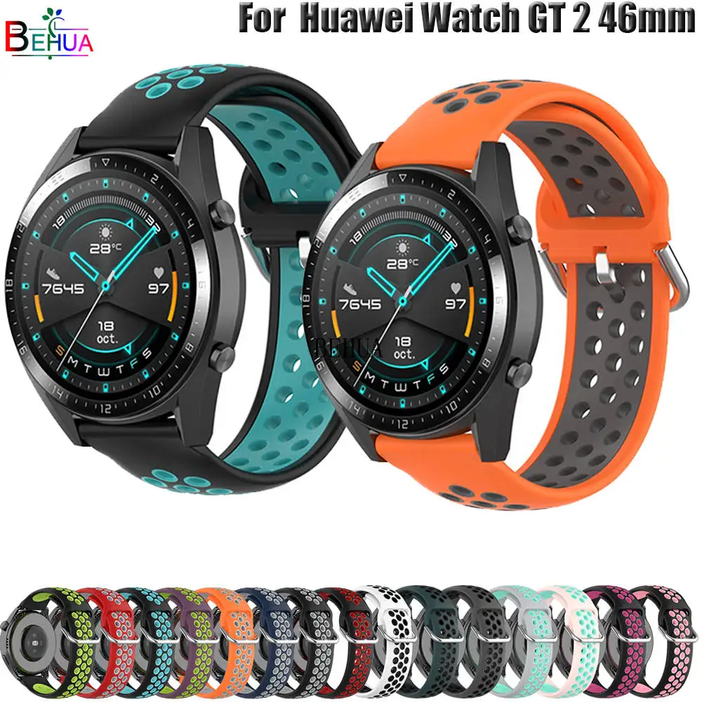 

Ремешок для часов Huawei Watch GT 1 GT 2 46 мм, силиконовый смарт-браслет для huami Amazfit Stratos 3 2 2S, 22 мм