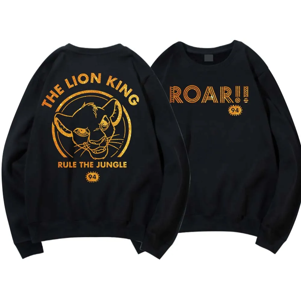 Женский свитер с круглым вырезом и буквенным принтом Король джунглей унисекс 5