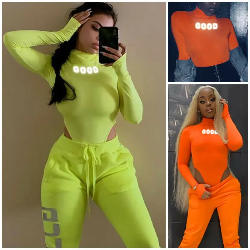 Женский светоотражающий костюмчик боди Песочник с длинным рукавом клубный