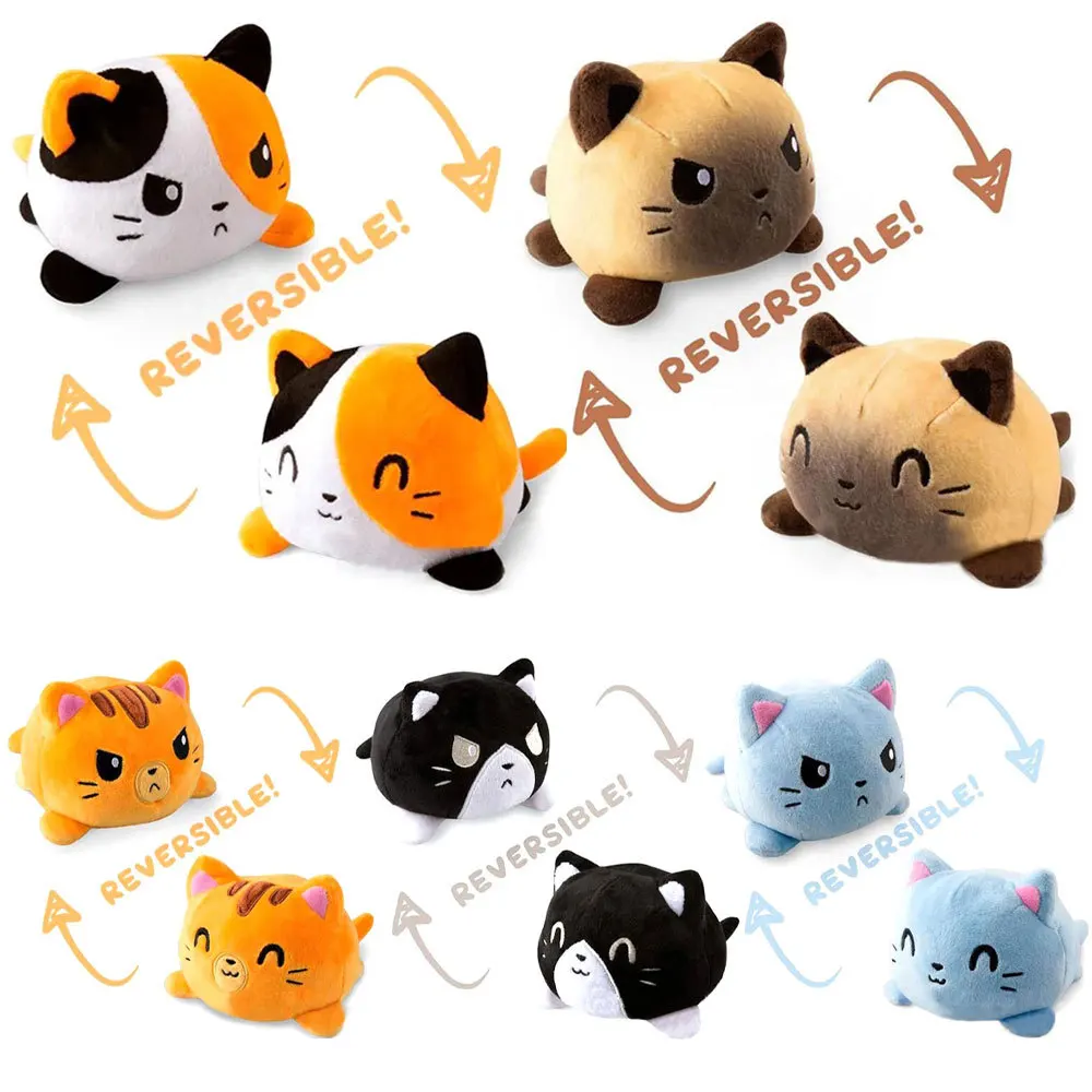 

15cm Double-Sided Flip Cat Plush Toys Gato Kids Soft Plushie Plush Animals Double-Sided Flip Doll Cute Toys For Pulpos Kid Girl