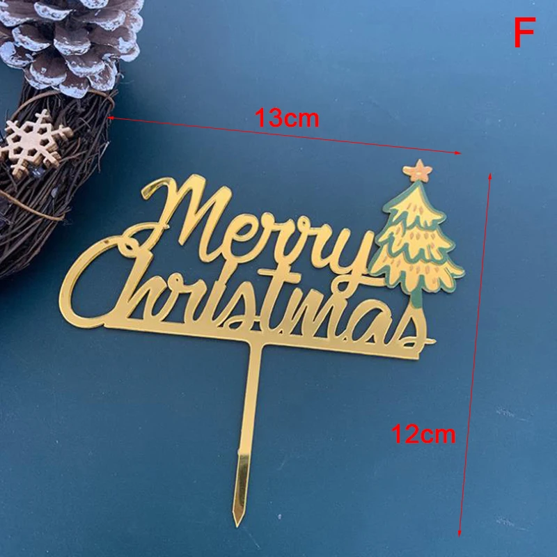 

Merry Christmas New Year Cake Flag Acrylic Santa Claus Toppers Cupcake Cake Decor Party Wedding Birthday Home Party Supplies
