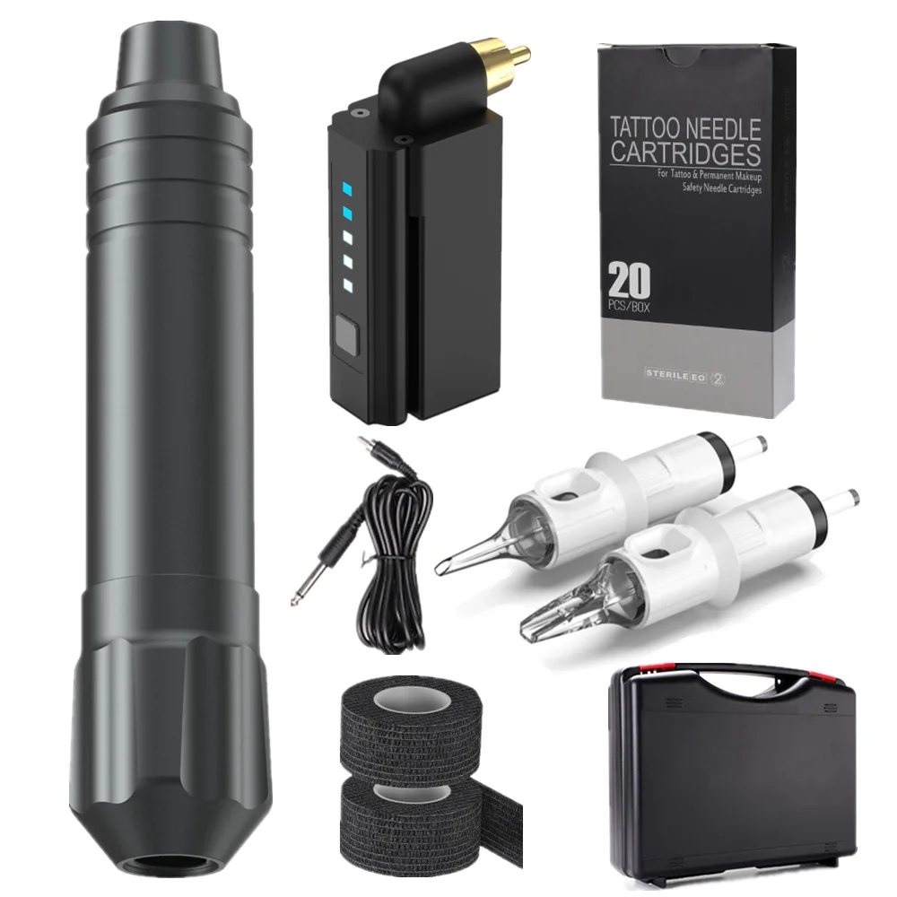 

high-speed strong magnetic torque motor tattoo pen tattoo gun rotary tattoo pen cartridge pen wireless power supply 20pcs needle