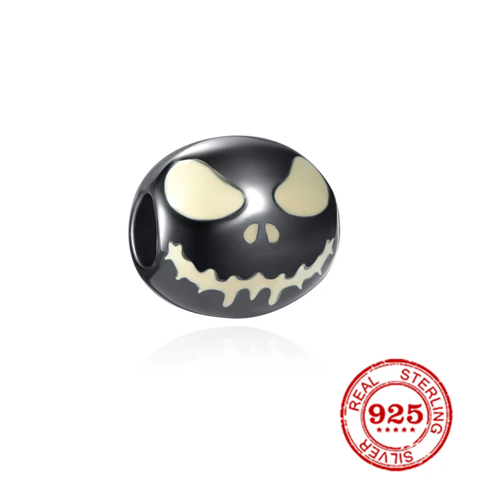 Шарм-бусина из серебра 925 пробы с черепом на Хэллоуин