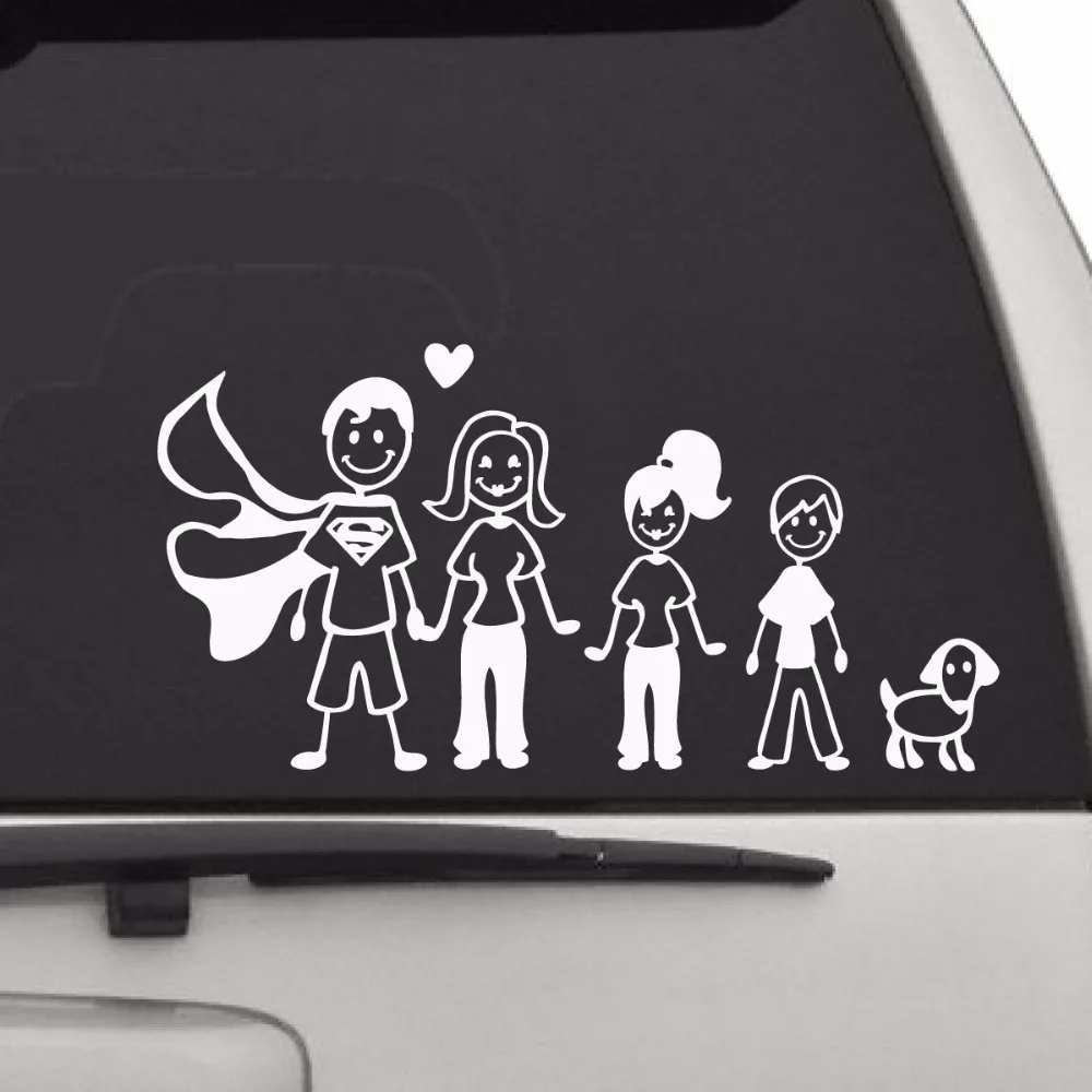 

18cm*12cm Happy Family Car Stickers Window Decal KK Vinyl Art Pattern Art Car Body Stickers Waterproof