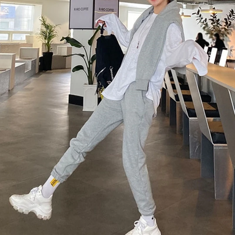 저렴한 2020 새로운 가을 여성 세트 두 조각 Pullovers 스포티 한 바지 라운지 착용 단색 Tracksuit 정장 WS8590
