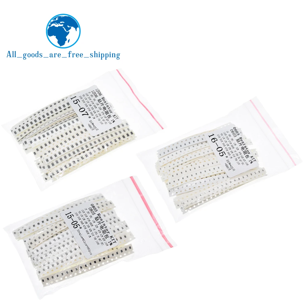 Набор резисторов TZT 0603 0805 1206 SMD набор в ассортименте 1 Ом 1М 1% 33 значения 20 шт. = 660